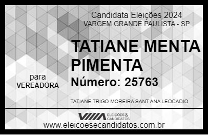 Candidato TATIANE MENTA PIMENTA 2024 - VARGEM GRANDE PAULISTA - Eleições