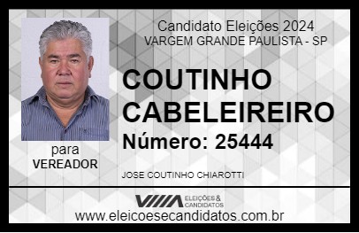 Candidato COUTINHO CABELEIREIRO 2024 - VARGEM GRANDE PAULISTA - Eleições