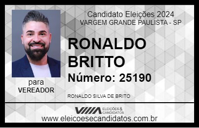 Candidato RONALDO BRITTO 2024 - VARGEM GRANDE PAULISTA - Eleições