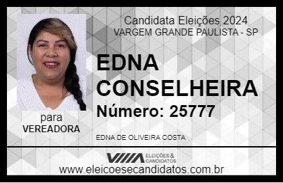 Candidato EDNA CONSELHEIRA 2024 - VARGEM GRANDE PAULISTA - Eleições