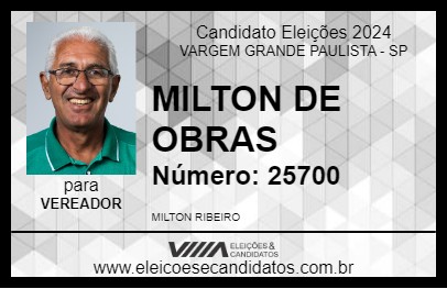 Candidato MILTON DE OBRAS 2024 - VARGEM GRANDE PAULISTA - Eleições