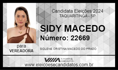 Candidato SIDY MACEDO 2024 - TAQUARITINGA - Eleições