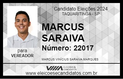 Candidato MARCUS SARAIVA 2024 - TAQUARITINGA - Eleições