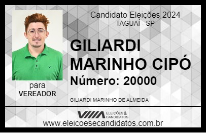 Candidato GILIARDI MARINHO CIPÓ 2024 - TAGUAÍ - Eleições