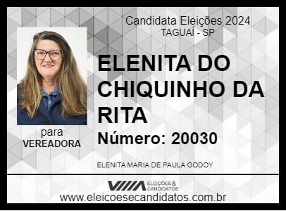 Candidato ELENITA DO CHIQUINHO DA RITA 2024 - TAGUAÍ - Eleições