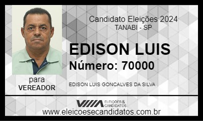 Candidato EDISON LUIS 2024 - TANABI - Eleições