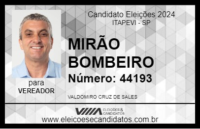 Candidato MIRÃO BOMBEIRO 2024 - ITAPEVI - Eleições