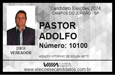 Candidato PASTOR ADOLFO 2024 - CAMPOS DO JORDÃO - Eleições