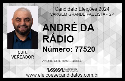 Candidato ANDRÉ DA RÁDIO 2024 - VARGEM GRANDE PAULISTA - Eleições