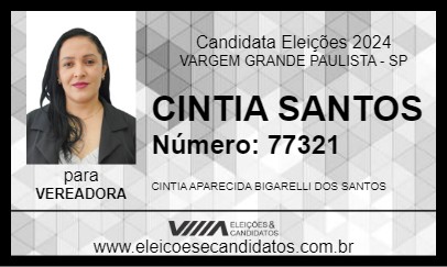 Candidato CINTIA SANTOS 2024 - VARGEM GRANDE PAULISTA - Eleições