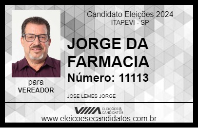 Candidato JORGE DA FARMACIA 2024 - ITAPEVI - Eleições