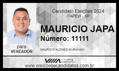 Candidato MAURICIO JAPA 2024 - ITAPEVI - Eleições