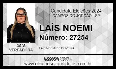 Candidato LAÍS NOEMI 2024 - CAMPOS DO JORDÃO - Eleições