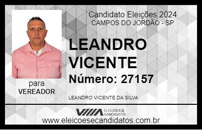 Candidato LEANDRO VICENTE 2024 - CAMPOS DO JORDÃO - Eleições