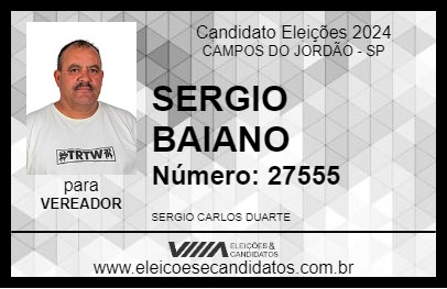 Candidato SERGIO BAIANO 2024 - CAMPOS DO JORDÃO - Eleições