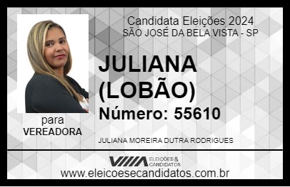 Candidato JULIANA (LOBÃO) 2024 - SÃO JOSÉ DA BELA VISTA - Eleições