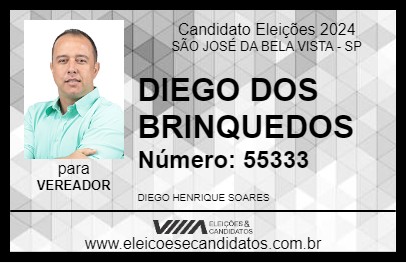 Candidato DIEGO DOS BRINQUEDOS 2024 - SÃO JOSÉ DA BELA VISTA - Eleições