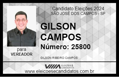 Candidato GILSON CAMPOS 2024 - SÃO JOSÉ DOS CAMPOS - Eleições