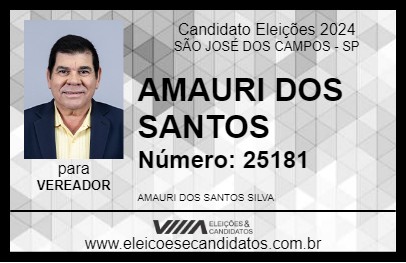 Candidato AMAURI DOS SANTOS 2024 - SÃO JOSÉ DOS CAMPOS - Eleições