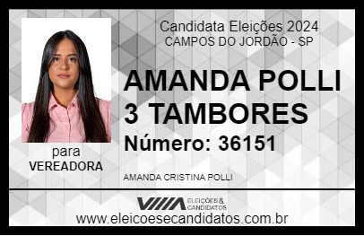 Candidato AMANDA POLLI 3 TAMBORES 2024 - CAMPOS DO JORDÃO - Eleições