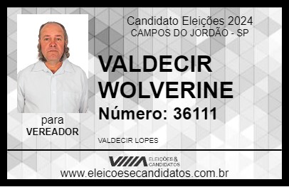 Candidato VALDECIR WOLVERINE 2024 - CAMPOS DO JORDÃO - Eleições