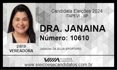 Candidato DRA. JANAINA 2024 - ITAPEVI - Eleições