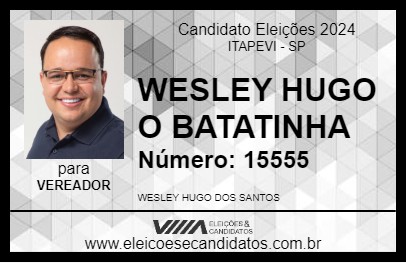 Candidato WESLEY HUGO O BATATINHA 2024 - ITAPEVI - Eleições