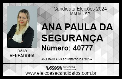 Candidato ANA PAULA DA SEGURANÇA 2024 - MAUÁ - Eleições