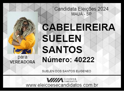 Candidato CABELEIREIRA SUELEN SANTOS 2024 - MAUÁ - Eleições