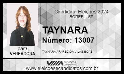 Candidato TAYNARA 2024 - BOREBI - Eleições