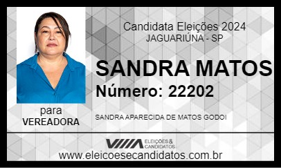 Candidato SANDRA MATOS 2024 - JAGUARIÚNA - Eleições