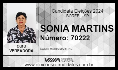 Candidato SONIA MARTINS 2024 - BOREBI - Eleições