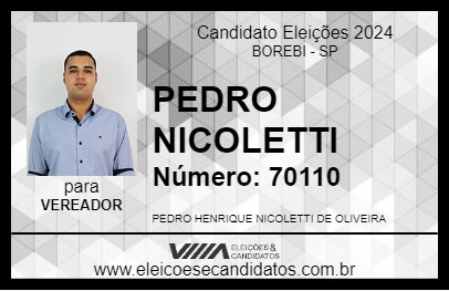 Candidato PEDRO NICOLETTI 2024 - BOREBI - Eleições