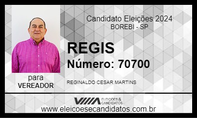 Candidato REGIS 2024 - BOREBI - Eleições