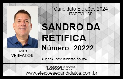 Candidato SANDRO DA  RETIFICA 2024 - ITAPEVI - Eleições