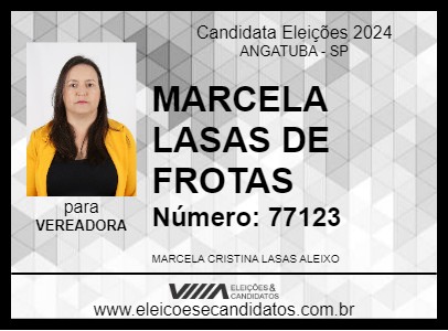 Candidato MARCELA LASAS DE FROTAS 2024 - ANGATUBA - Eleições