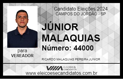 Candidato JÚNIOR MALAQUIAS 2024 - CAMPOS DO JORDÃO - Eleições