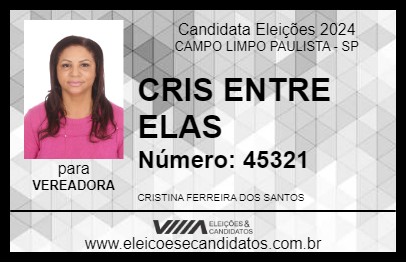 Candidato CRIS ENTRE ELAS 2024 - CAMPO LIMPO PAULISTA - Eleições