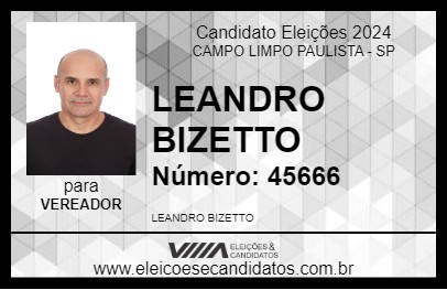 Candidato LEANDRO BIZETTO 2024 - CAMPO LIMPO PAULISTA - Eleições