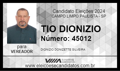 Candidato TIO DIONIZIO 2024 - CAMPO LIMPO PAULISTA - Eleições