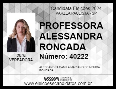 Candidato PROFESSORA ALESSANDRA RONCADA 2024 - VÁRZEA PAULISTA - Eleições