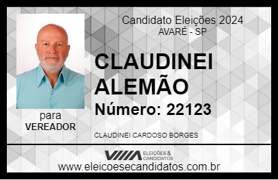 Candidato CLAUDINEI ALEMÃO 2024 - AVARÉ - Eleições