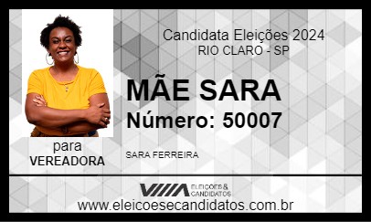 Candidato MÃE SARA 2024 - RIO CLARO - Eleições