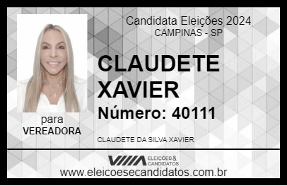 Candidato CLAUDETE XAVIER 2024 - CAMPINAS - Eleições