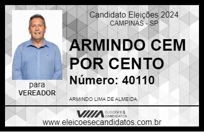 Candidato ARMINDO CEM POR CENTO 2024 - CAMPINAS - Eleições