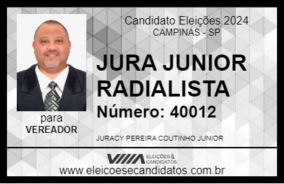 Candidato JURA JUNIOR RADIALISTA 2024 - CAMPINAS - Eleições