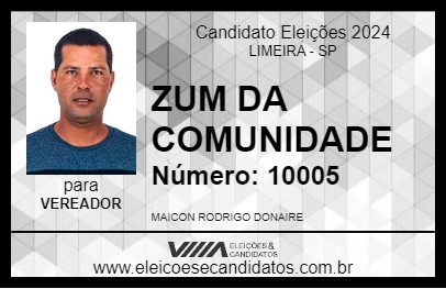 Candidato ZUM DA COMUNIDADE 2024 - LIMEIRA - Eleições