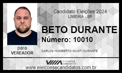 Candidato BETO DURANTE 2024 - LIMEIRA - Eleições