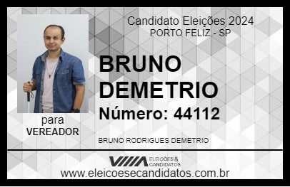 Candidato BRUNO DEMETRIO 2024 - PORTO FELIZ - Eleições