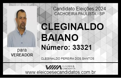 Candidato CLEGINALDO BAIANO 2024 - CACHOEIRA PAULISTA - Eleições